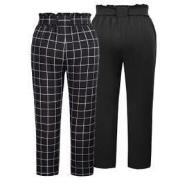 Hanna Nikole High Waisted Pants for Women Plus Size Casual Paper Bag Work Pants with Pockets 20W