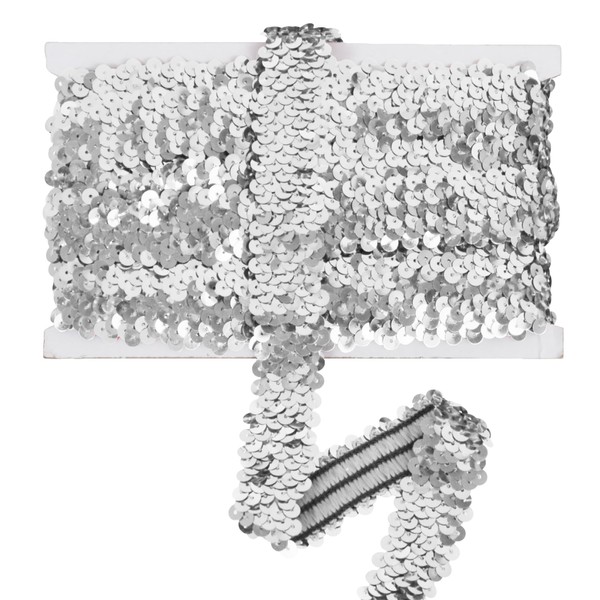 Elastic Sequin Trim, 1.2 Inch 3 Row Flat Glitter Paillette
