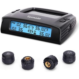 Tymate RV Tire Pressure Monitoring System - M7-3 TPMS Tire Pressure Monitor System(0-87 PSI) with Solar Charger, RV TPMS with 4 sensors & 5 Alarm Modes, LCD Display, Auto Sleep Mode - Size: 6-Sensors