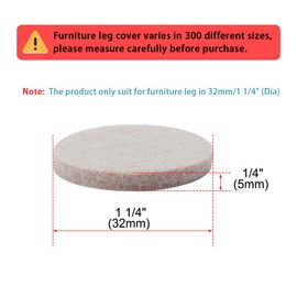uxcell 36pcs Furniture Pads Round 1 1/4" Self-stick Non-slip Anti-scratch Felt Pads Cabinet Closet Feet Floor Protector Beige