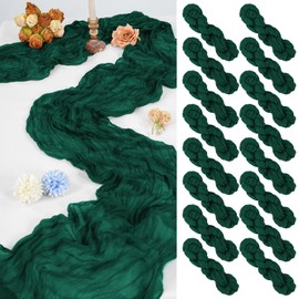 16 Pack 10Ft Cheesecloth Table Runner Emerald Green, 20 x 120 Inch Rustic Gauze Boho Cheese Cloth Table Runners Wedding Long Table Runner for Wedding Party Bridal Shower Table Decoration