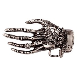 Longcreek Skull Belt Buckle for Men, Punk Skeleton Hand Belt Buckle, Gothic Viking Skull Hand Belt Buckle, Western Cowboy Belt Buckle, Best Man Belt Buckle, Silver Wedding Belt Buckle Gifts