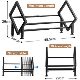 Ayicheyl Bookcase, Small Desk, Bookshelf, Mini Shelf, Retractable Bookcase, Metallic Table Shelf, Space-Saving, Books Organiser for Children's Desks, Offices, Living Rooms (Black)