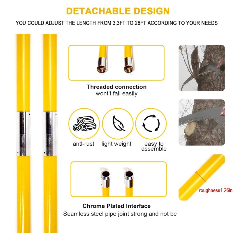 30 Feet Tree Pole Pruner, Durable Tree Trimmers Handle, Manual