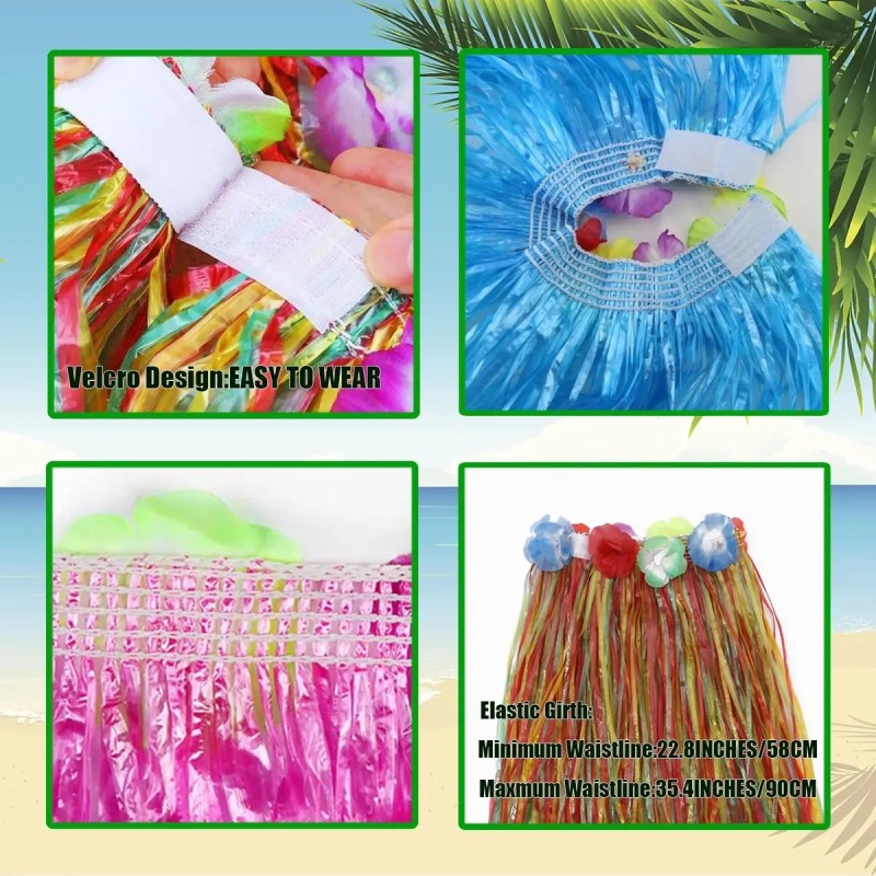 Set Falda Pulseras Collar Diadema Hawaiano Disfraz Fiesta
