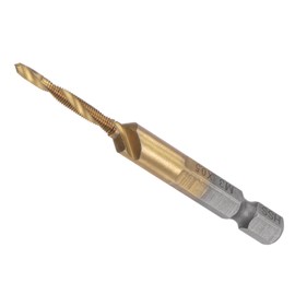 CoCud Combination Drill and Tap Bit, M3 x 0.5 Thread Size 1/4" Hex Shank, Titanium Coated High Speed Steel Long Tools - (Applications: for Aluminum Stainless Steel Plastic Long)