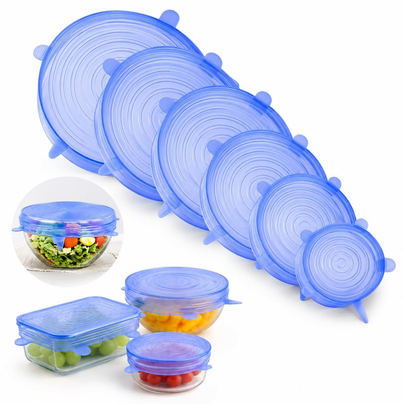 6pcs Reusable Silicone Stretch Lids, Six-piece Set Of Silicone Fresh-keeping