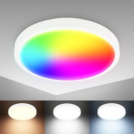 B.K.Licht Smart LED Ceiling Light with App Control and Voice Control, Dimmable WiFi LED Ceiling Light, Adjustable Colour Temperature, Colourful Colours, Lamp, Living Room Lamp, 27 x 6 cm (DxH), White