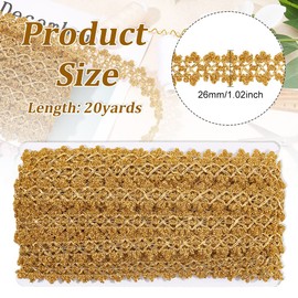 FINGERINSPIRE 20 Yards Metallic Braid Trim Gold Flower Shape Lace Ribbon (26mm) Embellishment Lace Trim for Christmas Holiday Decoration Wedding DIY Clothes Accessories Jewelry Crafts Sewing