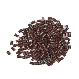 200 Pcs 3.4 mm Micro Links Beads Copper Tubes Hair Extension Beads Non-Silicone Microlink Rings for Hair Extensions (Brown)