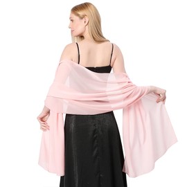 Cckuu Women Chiffon Scarves Elegant Big Size Lightweight Fashion Scarves Shawl Wraps for Spring Autumn Wedding Party(Light Pink)