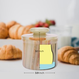 Butter Crock with Lid, Soft Spreadable Butter keeper, Marble French Butter Keeper to Leave On Counter, Butter Dish, Home and Kitchen Decor for Countertop (Onyx)