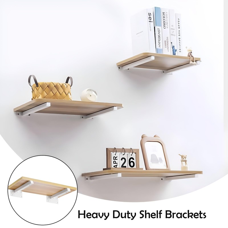 4 Pack Multi-Sized Premium Heavy Duty Shelf Brackets, Steel Thickened