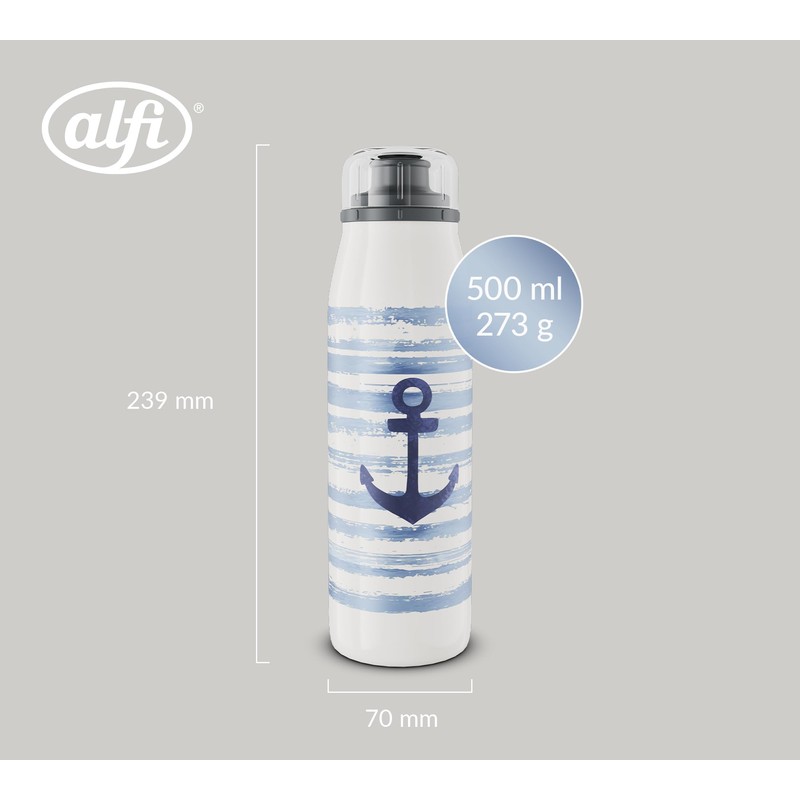 alfi Kids ISO Bottle 500 ml, Blue White Anchor, Insulated