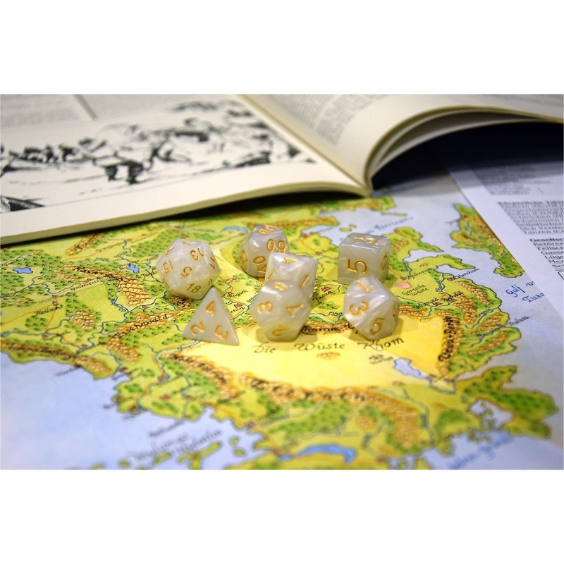 Shibby Pen & Paper Polyhedral Dice 7 Pieces, White