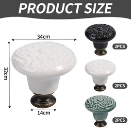 WUFGWBD 6 Pieces Ceramic Handles, Exquisite Floral Pattern Drawer Handles, Furniture Cabinet Handles, Dressing Table Knobs, Furniture Accessories