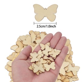 DLUSZERT Pack of 300 Wooden Butterfly Discs for Crafts, Wooden Decoration Butterfly Wooden Discs Table Decoration, Butterfly Wooden Plates Painting, Wooden Scatter Decoration for Decorating, Gift, DIY