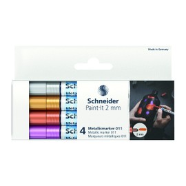 Schneider Paint-It 011 Metallic Markers, 2 mm, Wallet, x4, Assorted Colors (ML01111501)