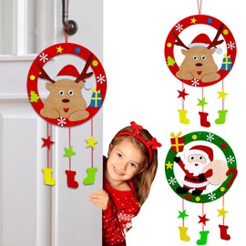 Christmas Decoration Crafts Christmas Children Craft Set Christmas Children Felt Christmas Wreath for the Door, Christmas Crafts Children's Set Christmas Gifts for Children Children's Room Christmas