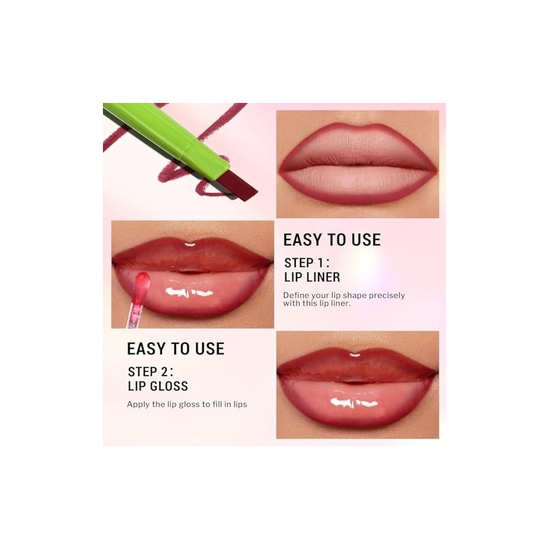 2 en 1 Perfilador de Labios y Brillo de Labios,