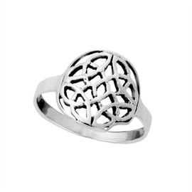 Silverly Women's 925 Sterling Silver Oxidised Round Celtic Dara Knot Ring, Sterling Silver