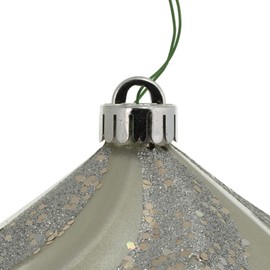 Vickerman 6" Silver Swirl Diamond UV Candy Christmas Ornament, Set of 3