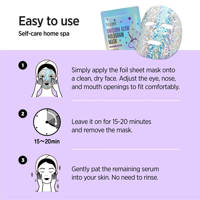 Sooae Soo'AE Unicorn Glow Hologram Mask [1 EA] Clarify Brightening