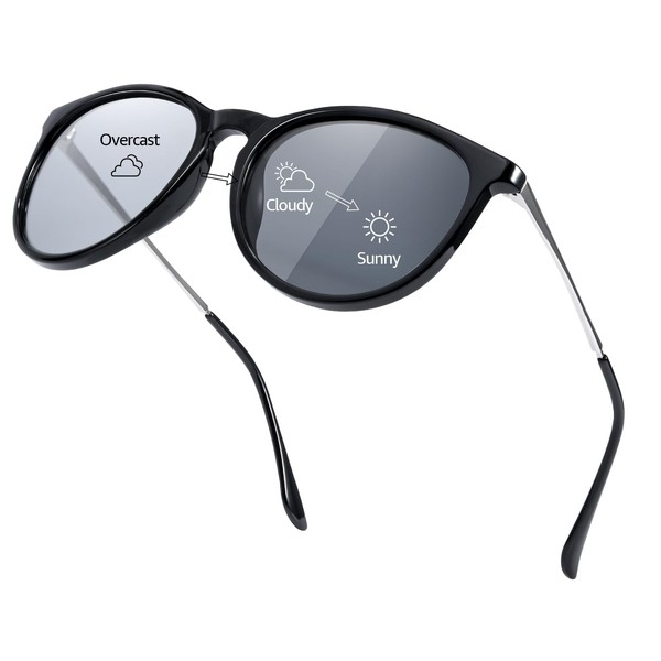 SIPHEW Photochromic Polarized Sunglasses for Women Men, Classic Retro Sun