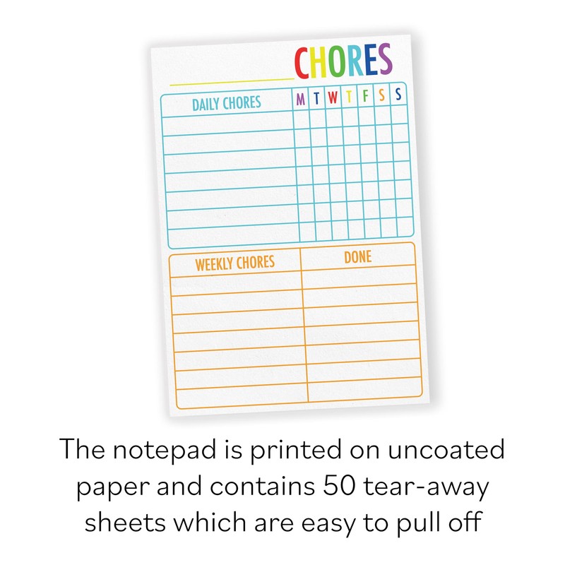 Kid's Chores Notepad - Chore Chart Notepad for Children -