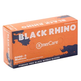 AmerCare Black Rhino Powder Free General Purpose Nitrile Gloves, 6.0 mil, for Cleaning and Foodservice, XX-Large, Case of 900