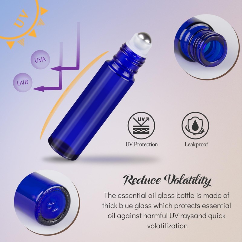 ZEJIA 10ml roller bottles for essential oils, 6 Pack Roll