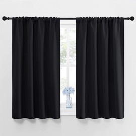 NICETOWN NICETOWN Black Out Short Curtain Panels for Kitchen - Energy Smart Decoration Thermal Insulating Blackout Drapes/Draperies for Bathroom Small Window (2 Panels,42 in x 45 in (W x L))