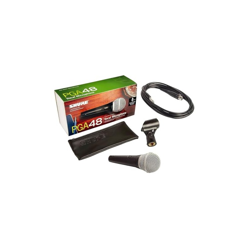 Shure PGA48-LC Micrófono Vocal dinámico sin Cable, Cardioide, Negro