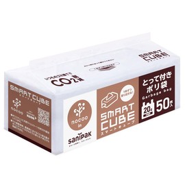 Nippon Sani Pack CSC29 Smart Cube NOCOO IN Garbage Bags, 20 Liters, Handle, Translucent, Easy to Remove Tissue Type, 50 Pieces, 20.5 x 23.6 inches (52 x 60 cm), 0.0007 inches (0.017 mm)