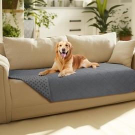 Luciphia 100% Waterproof Couch Cover Blanket for Dogs Anti-Slip Pet Couch Protector Sofa Mat Puppy Cat with Non-Slip Bottom, Light Grey, 30x70 Inch
