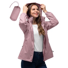 33,000ft Women's Rain Jacket Waterproof Lightweight Packable Raincoat with Hood for Golf Hiking Travel Windbreaker