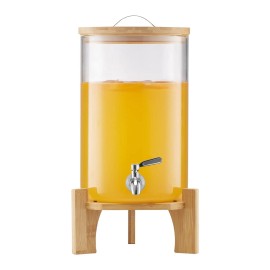 Glass Beverage Dispenser 2.2 Gal With Stand For Parties Minimalist Design Large Capacity DrinkwareDefault: Default