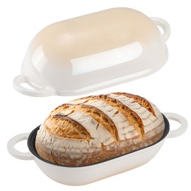 NSIRONS Enameled Cast Iron Sourdough Bread Oven, 5QT Loaf Cast Iron Bread Pan with Lid, Oval Dutch Oven for Homemade Bread Baking (Gradient Caramel)