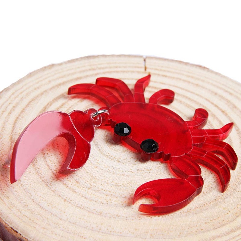 Wixine 1Pairs Fashion Red Crab Earring Acrylic Resin Drop Dangle