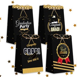 Threetols 12pcs 2024 Graduation Gift Bags, Class of 2024 Graduation Party Favor Bags Congrats Grad Bags Beige Gifts Wrapping Bags with Sticker for Graduation Day Grad Party Supplies Decorations