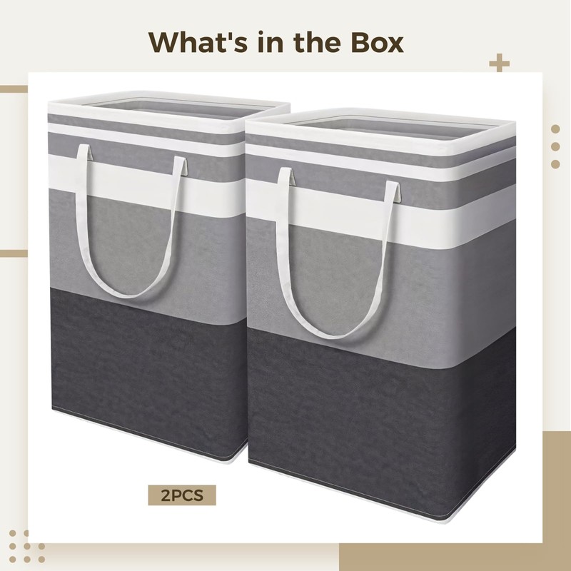 Laundry Basket Hamper, Large 75L Capacity with Extended Handles, Fabric