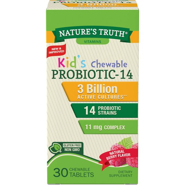 Nature's Truth Probiotic Kids Chewable 3 Billion Supplement, Natural Berry, 30 Count