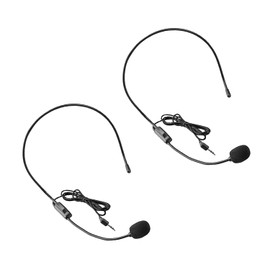 BORFUE 2pcs Head Mounted Microphone Mic Voice Coil Condenser Wired Mic for Voice Amplifier, Speaker Devices for Stage Performance Singing Dancing Teaching