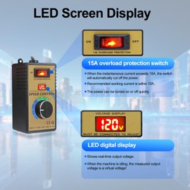 Vanttokeey 4000W AC Motor Speed Controller, Variable Voltage Regulator 120V 15A with Overload Protection, Flame-Retardant