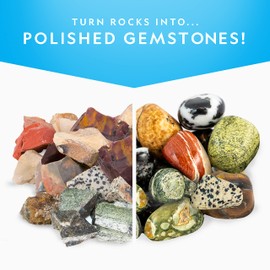 NATIONAL GEOGRAPHIC Rock Tumbler Refill Kit - 1 Lb. Jasper Rocks for Tumbling - 8 Varieties including Mookaite and Kabamba - Rock Tumbler Supplies include Rock Tumbler Grit and Jewelry Accessories