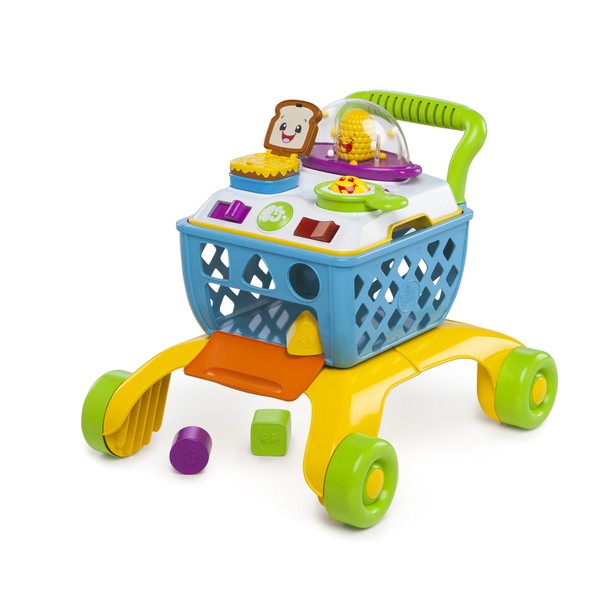 Bright Starts Giggling Gourmet 4-in-1 Shop ‘n Cook Walker Shopping Cart Push-Toy, Ages 6 months +