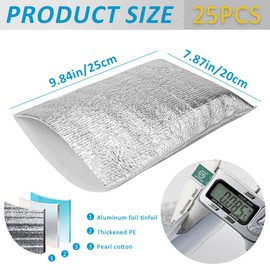 DOERDO 25Pcs Insulation Bags, Reusable Shipping Bags Thermal Box Liners, Waterproof Insulation Package for Lunch Food Bento Picnic, 9.8x7.9 Inch