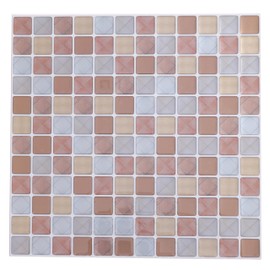 TAPETZ WALLPAPERS Mosaic Tile Stickers, Square Type, 9.3 inches (23.5 cm) Square, Pack of 5 (Latte)