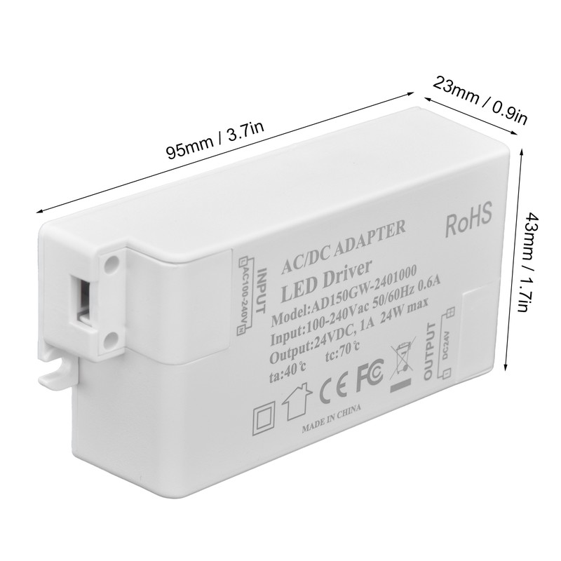 DC 24V 24W 1A LED Driver Constant Voltage Flame Retardant