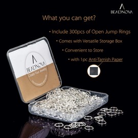 BEADNOVA 8mm Open Jump Rings Silver Jump Rings for Jewelry Making and Keychains (300Pcs)